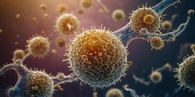Macro view of healthy gut bacteria and microbes. photo