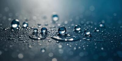 A close-up of a blue object with water droplets on its surface. photo