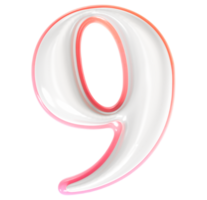 9 Number 3D Render png