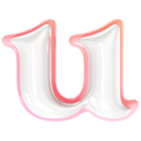 u Font 3D Rendering png