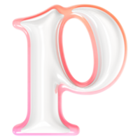 p Font 3D Rendering png