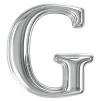 Silver Font G 3D Render png