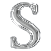 Silver Font S 3D Render png