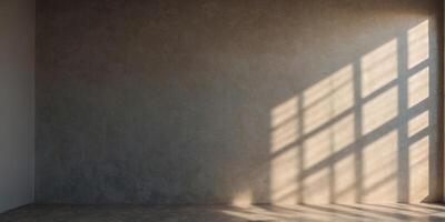 Bright room with a plastered wall, a shadow on the wall, a sunny day. photo