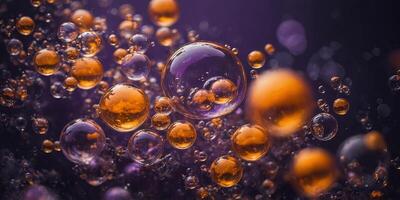 Abstract universe of bubbles in a mesmerizing purple and orange macro. photo