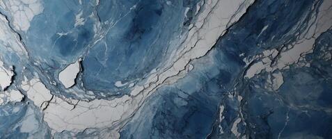 Abstract blue marble with white crack background with shadows and rays empty space for product display. photo
