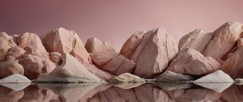 Abstract rock background for cosmetic product display, pastel pink background. photo