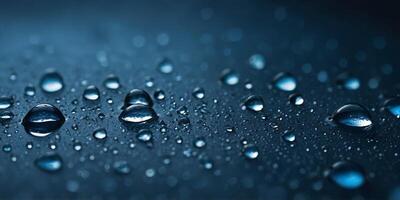 Blue water drops background selected focus on clear surface. photo