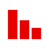 Red color decline chart icon with simple and modern design for loss symbol png