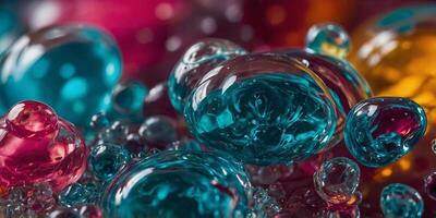 Close up of colorful liquid substance Great for science or art projects. photo