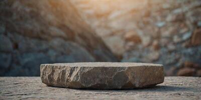 Empty stone podium for product presentation photo