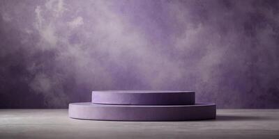 Empty product display podium with minimalist purple background and lavender theme watercolor, minimalist, purple, background, lavender, theme, watercolor, product display, podium, empty. photo