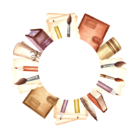 Writing supplies, frame with stationery. Paper, brush and pencil. Hand drawn watercolor illustration isolated. School stuff for create. Knowledge for all. Template with copy space for website, print. png