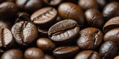Close-up of roasted coffee beans with bokeh. photo