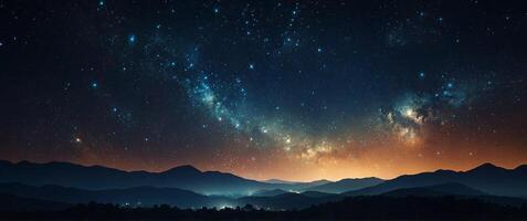 Digital night scene starry sky scene abstract graphic poster web page PPT background. photo
