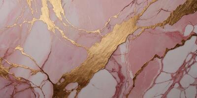 Delicate pink marble background with gold brushstrokes Place for your design. . photo