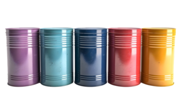 Al generated paint cans in various colors isolated on transparent background png