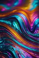 Holographic Neon background ,Colorful psychedelic Abstract Pastel color waves for Background. photo