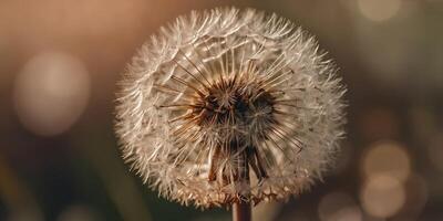 Macro close up of dandelion in peach fuzz color theme , color, dandelion, fuzz, theme. photo
