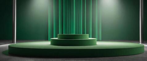 Minimal green podium stage with tone on tone product display background, green, podium, stage, tone on tone, product display, background, minimal, showcase, exhibition, presentation, sleek. photo