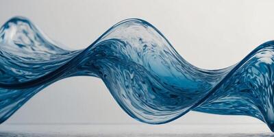 Macro closeup of wavy blue liquid curves in motion - minimal fluid backdrop. photo