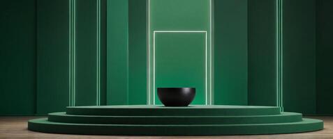 Minimal green podium stage with tone on tone product display background, green, podium, stage, tone on tone, product display, background, minimal, showcase, exhibition, presentation, sleek. photo
