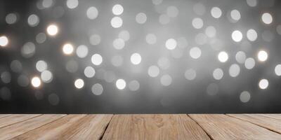 Light wood table top on blur white gray abstract background - can be used for display or montage your products. photo