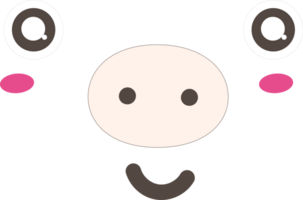 Pig smile face emoji illustration on transparent background. png