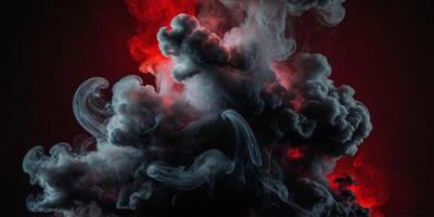 Smoke and light scene, red black background. photo