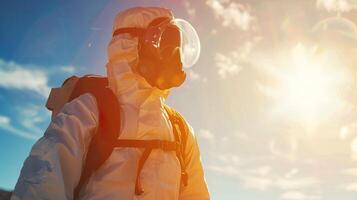 Field Worker in Protective Gear Under Extreme UV exposure photo