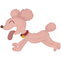 A cute dog cartoon is showing a fun jumping or running pose. png