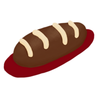 Chocolate Bread Topped with Milk Doodle Cartoon Food Design Decoration png