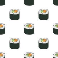 Seamless pattern with sushi roll for decorative print, wrapping paper, menu, wallpaper and fabric vector