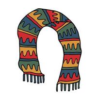 Knitted scarf doodle Hand drawn winter accessories Single design element for card, print, design, decor vector