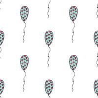 Holiday seamless pattern with flying balloon doodle for decorative print, wrapping paper, greeting cards, wallpaper and fabric vector