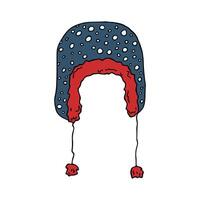 Ear flap hat doodle Hand drawn winter accessories. Single design element for card, print, design, decor vector