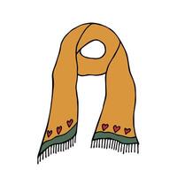 Knitted scarf doodle Hand drawn winter accessories Single design element for card, print, design, decor vector