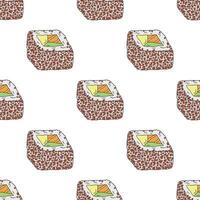 Seamless pattern with sushi roll for decorative print, wrapping paper, menu, wallpaper and fabric vector
