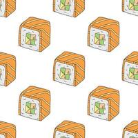 Seamless pattern with sushi roll for decorative print, wrapping paper, menu, wallpaper and fabric vector