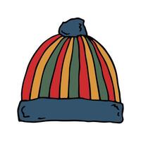 Winter cap doodle Hand drawn winter accessories Single design element for card, print, design, decor vector