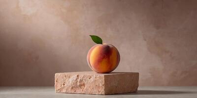 Peach Fuzz Stone podium for display product Background for cosmetic product branding, identity and packaging. photo