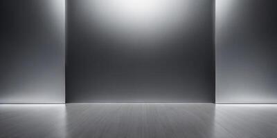 Smooth Silver Gradient Backdrop Suitable for Futuristic Gadget and Product Presentation Concept with Empty Copy Space. photo