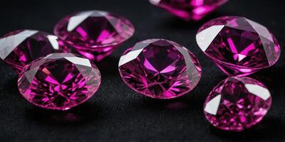 a group of pink and purple diamonds on a black background with a black background and a red and purple diamond in the center of the image is surrounded by smaller pink and purple diamonds. photo
