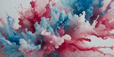 a mixture of white, pink, and blue ink is mixed together to create a multicolored abstract background. photo
