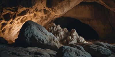 lose-up of limestone formations in a cave. photo