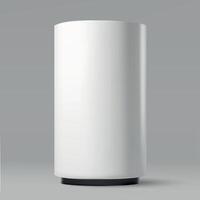 Minimalist White Cylindrical Display Stand with Black Base vector