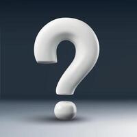 White 3D Question Mark on Dark Background vector