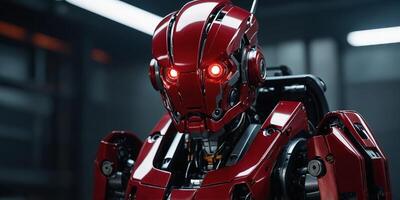 robotic background in dark red color, concept of mecha. photo