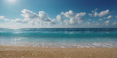 summer beach background with blue sky, bokeh background. . photo