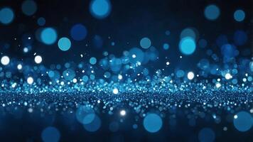 view of beautiful blue bokeh light effect design. . photo